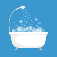 Bathtub with foam and bubbles