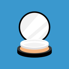 Compact powder skin color in a box with mirror and white sponge