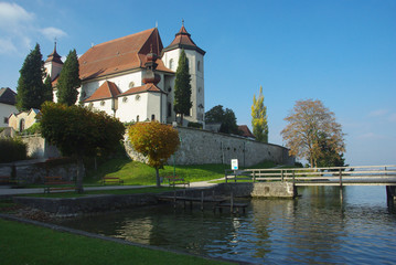 Naklejka premium The church of Traunkirchen and the Traunsee
