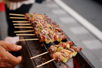 Traditional yakitori chicken stand in Japan
