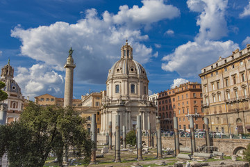 Trajan Forum and Santa Maria di Loreto church in Rome