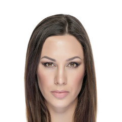 Naklejka premium Beautiful woman face on white.