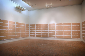Modern gallery under construction, empty room concept