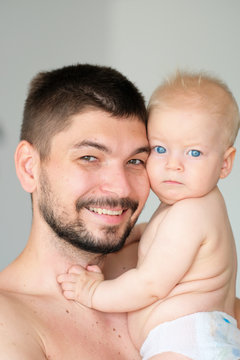 Baby boy with father