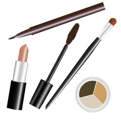 make-up cosmetic set nude brown vector illustration