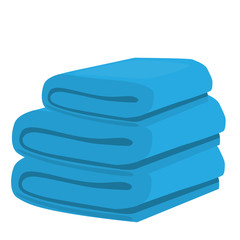 stack of blue domestic bath beach towels isolated vector illustration