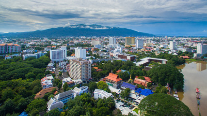 Obraz premium Aerial view Chiang Mai City, High angle view Planning Thailand