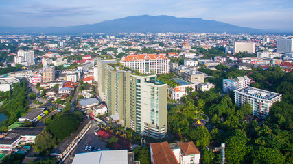 Aerial view Chiang Mai City, High angle view Planning Thailand