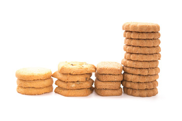 side view different sweet cookies on a white background