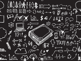 hand-drawn doodle seamless pattern with arrows