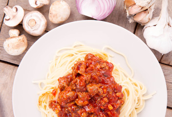 Spaghetti bolognese on a plate