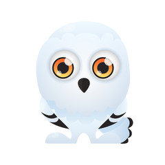 White Owl isolated on white background. Vector illustration