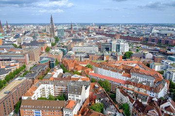 Fototapeta na wymiar Vantage point of Hamburg cityscape