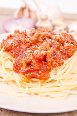 Spaghetti bolognese on a plate