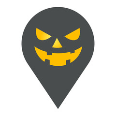  Icono plano localizacion rostro de calabaza halloween gris