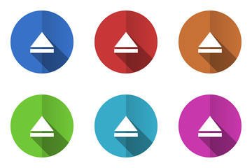 Flat design vector icons. Colorful open web buttons set. 