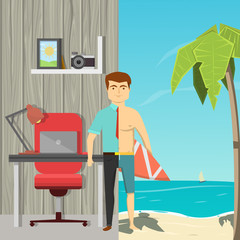 Fototapeta premium Businessman On Vacation Concept