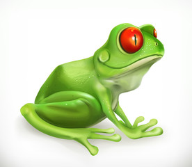Frog. Toad. Funny animal. 3d vector icon