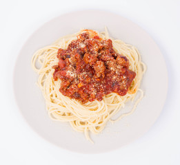 Spaghetti bolognese on a plate