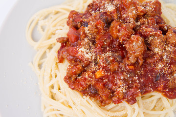 Spaghetti bolognese on a plate