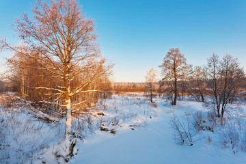 Beautiful winter sunset