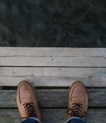 On the edge. Standing on the dock