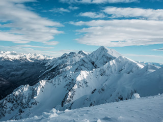 Fototapeta na wymiar Winter Mountain landscape, peak