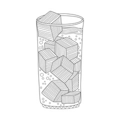 Sparkling water adult coloring page in zentangle style - 122357539