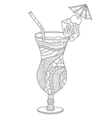 Pina colada adult coloring page in zentangle style - 122357550