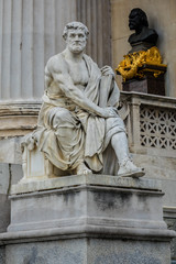 Greek, Roman historians on Austrian Parliament. Vienna, Austria.
