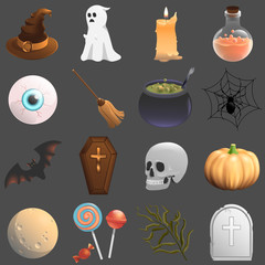 ghosts, candle, bottle, broom, eyes, skull, candy, coffin, bat,