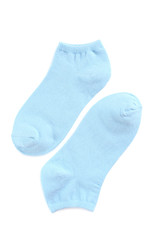 Blue socks isolated on a white