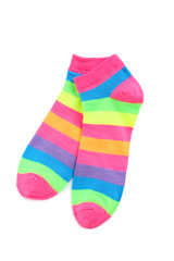 Colorful socks isolated on a white