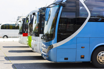 distance buses in the car park © zozzzzo