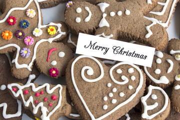 Merry Christmas Greeting Card  with Gingerbread Cookies