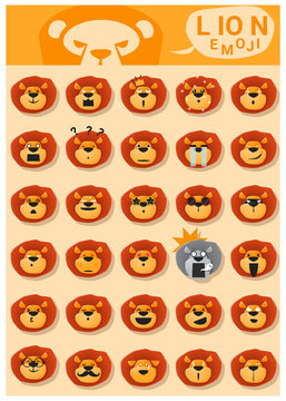 Lion emoji icons , vector , illustration