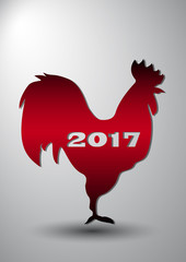 Vector illustration of rooster, symbol of 2017. Silhouette of red cock. Vector element for New Year's design. Image of 2017 year of Red Rooster