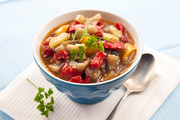 Colorful vegetable stew in a bowl
