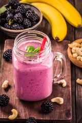 Blackberry banana cashew smoothie