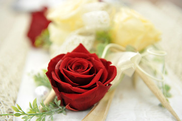 Red roses bouquet.