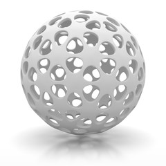Abstract White Sphere With Shadow