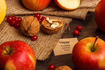 Thanksgiving day: Pumpkins with different decorations