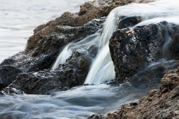Water overflowing stones