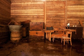 wooden furniture in the barn