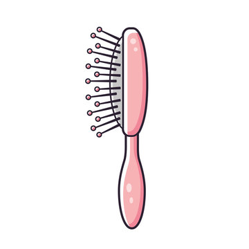 Pink Hair Brush Isolated.