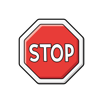 Red stop traffic sign vector icon.