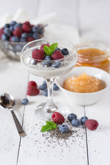 Sweet mousse with chia seeds and berries