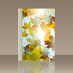 Book autumn motif. Maple leaves. Vector background