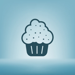 Flat paper cut style icon of cake
