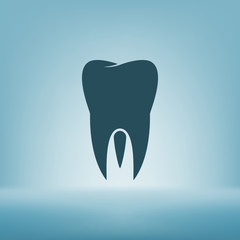 Flat paper cut style icon of tooth. Dentistry symbol